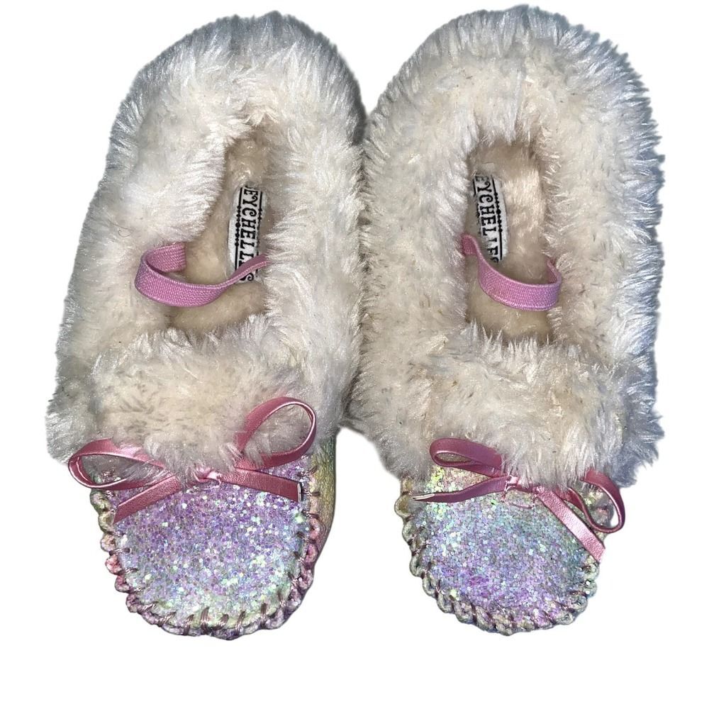 Girls Seychelles Moccasin Slippers Shoes 9 Glitter Rainbow !